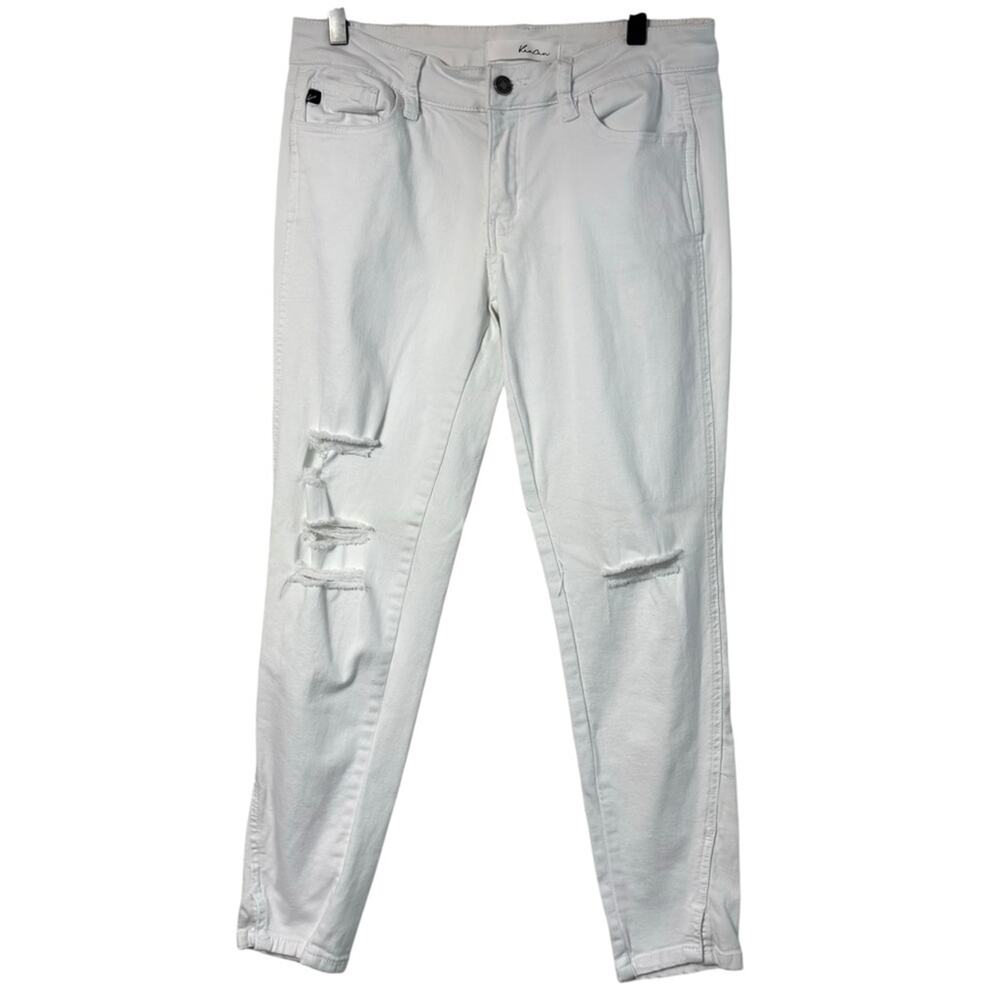 KAN CAN STYLE#KC8086WT WOMEN WHITE DISTRESSED SKINNY JEANS SIZE 9/28